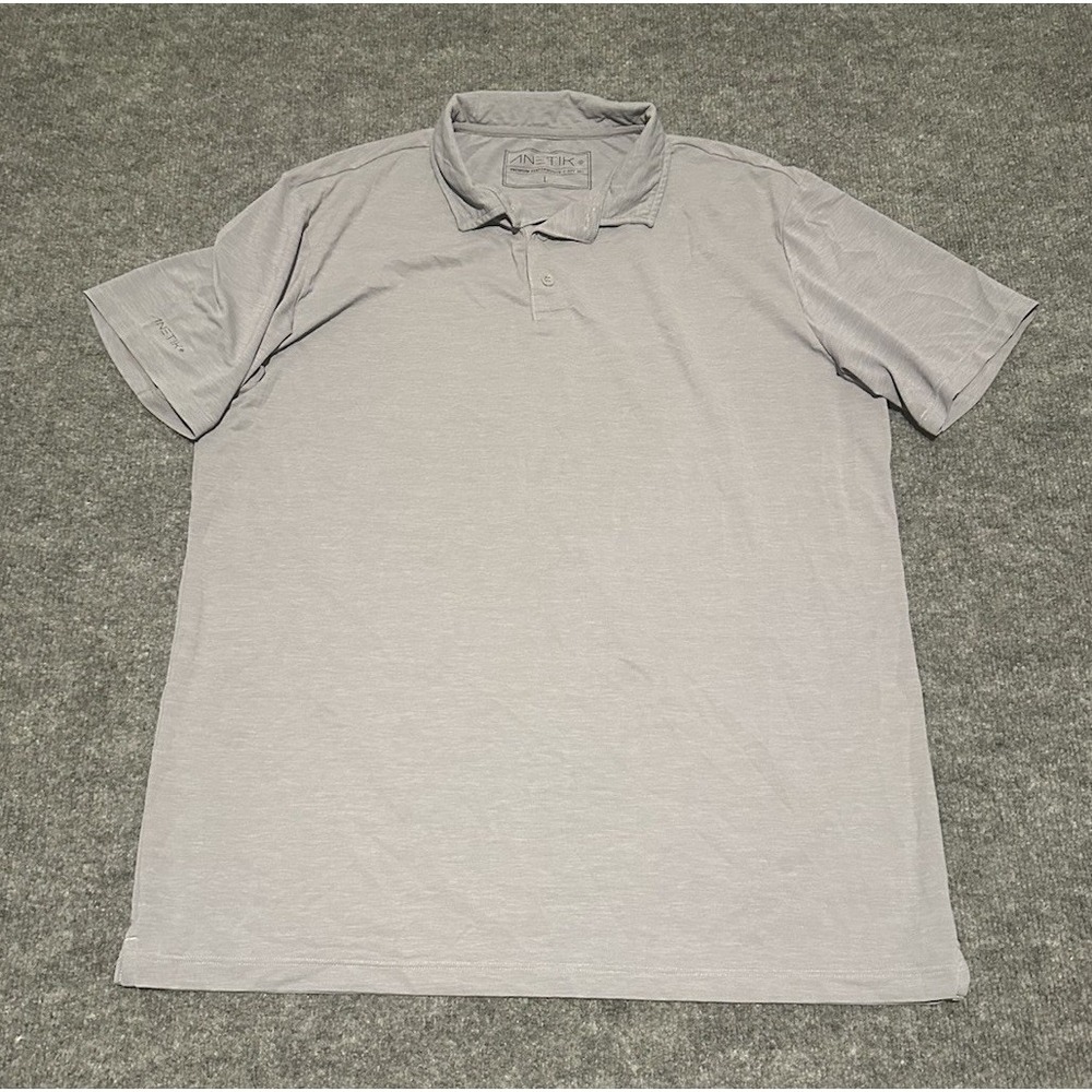 Anetik Men's L Grey Polo Shirt Stretch Outdoor Stretch UV 30+ UPF Sun Protect